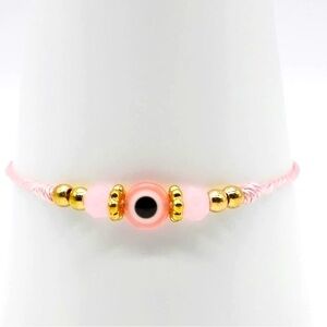 Pink Evil Eye Bracelet with Gold Accents # 109